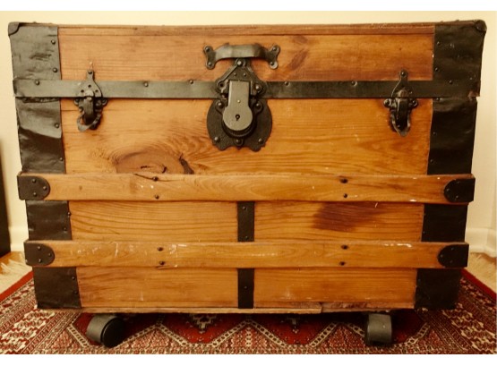 Small Antique Trunk With Modern Casters