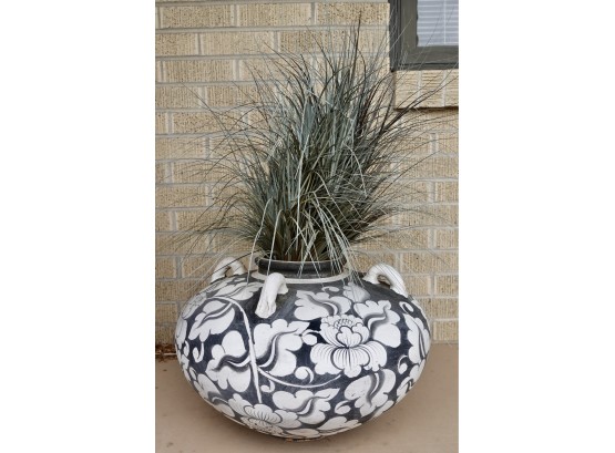Gorgeous Painted Pot With Faux Foliage