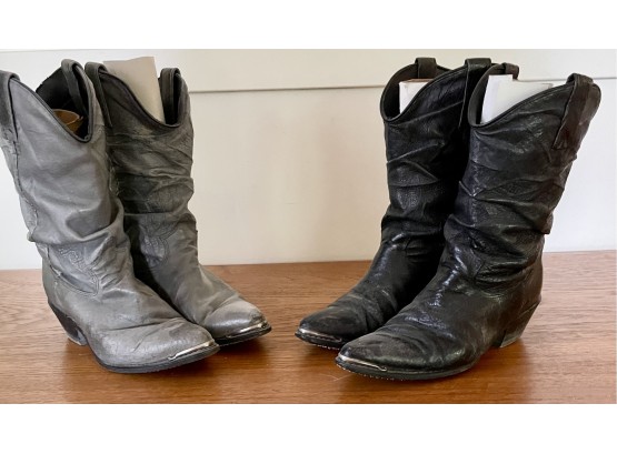 2 Pairs Sz 6.5 Slouchy Leather Western Boots