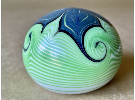 Orient & Flume Glass Art Paperweight With Flower
