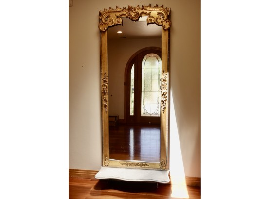 Very Large Ornate Gold Tone Wall Mirror