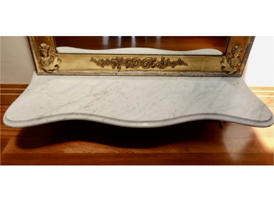 Ornate Marble Shelf With Brass Bracket