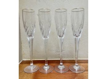 4 Crystal Champagne Flutes