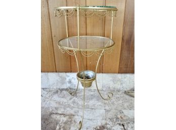 Brass And Glass Top Side Table