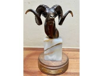 Bronze Stone Sheep Head