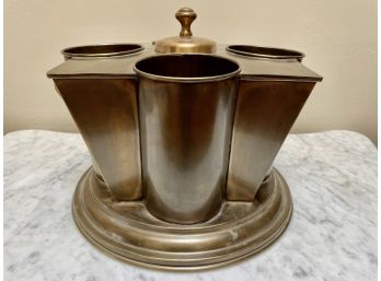 Brass 4 Bottle Wine Bucket With Separate Area For Ice
