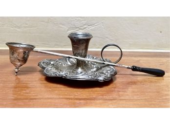 Sterling Candle Holder And Candle Snuffer