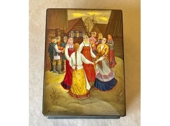 Vintage Hand Painted & Signed Russian Lacquered Box