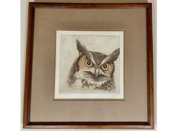 Signed Numbered Print By Sandy Scott, 'great Horned Owl'