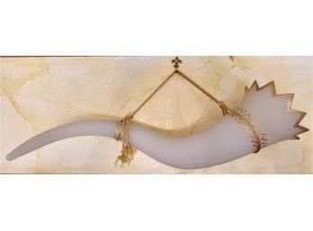 Frosted Glass And Gold Horn With Rope For Hanging