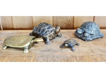 Assorted Brass And Ceramic Turtles