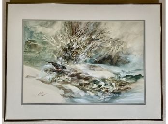 Signed Watercolor 'early Bird' By J. Snow