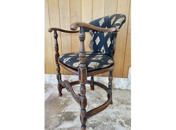 Vintage Carved Wood Upholstered Chair