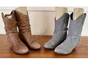 2 Pairs Sz 6.5 Slouchy Leather Western Boots