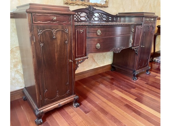 Mahogany Sideboard With Original Hardware Dated 1915