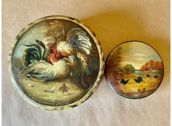 Vintage Hand Painted & Signed Russian Lacquered Boxes