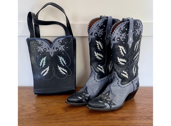 Gorgeous Custom Made Rocket Buster Western Boots With Matching Bag