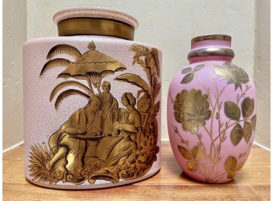Assorted Pink Tone Vases Including Webb Glass