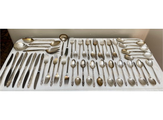 Vintage 'King Frederik' Flatware Set With Serving Pieces By 1847 Rogers Bros.