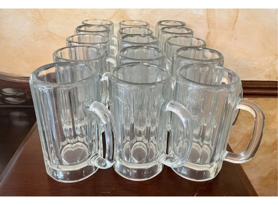16 Heavy Glass Beer Mugs