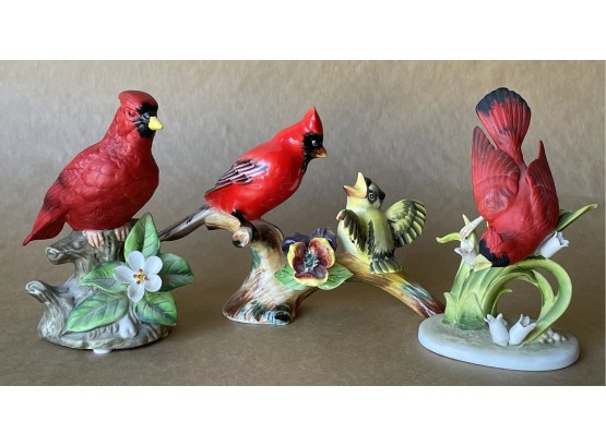 2 Lefton And One Unmarked Cardinal Figurines
