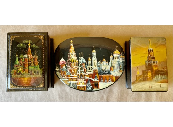Original Signed Russian Lacquered Boxes