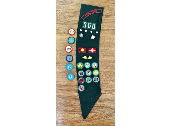 Vintage Girl Scout Sash With Patches