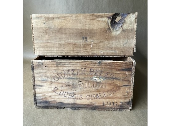 Set Of 2 Wooden Boxes One Marked Chateau Belair