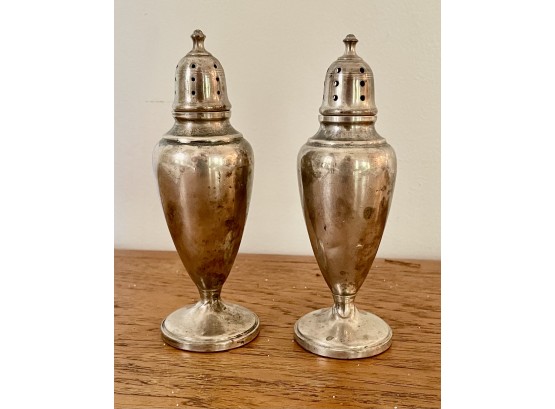 Pair Of Vintage Weighted Sterling Shakers