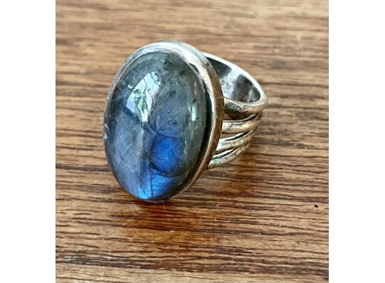 Sterling And Laboradorite Ring, Sz 8.25