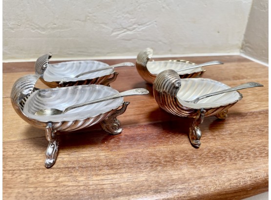 Unique Shell Salt Cellars With Fish Feet And Glass Inserts