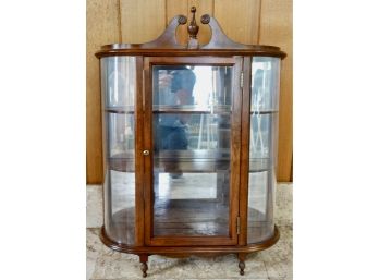 Antique Cherry Wood Curio Cabinet With Mirror Back