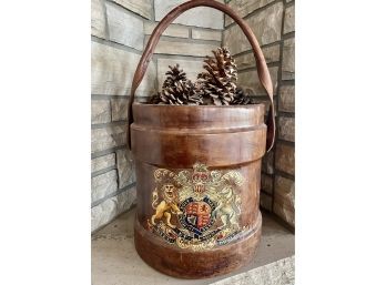Leather Bucket Of Pine Cones