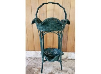 Vintage Two Tiered Wicker Plant Stand