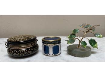 SuHai Sterling Silver Figurine With Glass And Enamel Pill Boxes