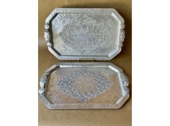 2 Aluminum Serving Trays By Continental