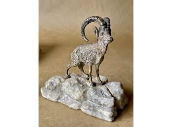 Pholychrome Bronze Ram On Rock