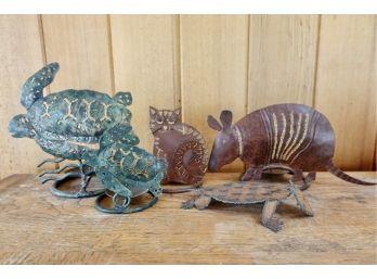 Cut Metal Animals, Turtles Are Candle Holders