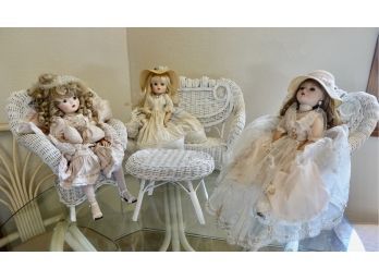 Madame Alexander Dolls And Wicker Furniture