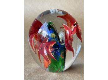 Hand Crafted Avita Art Glass Crystal Fish Paperweight