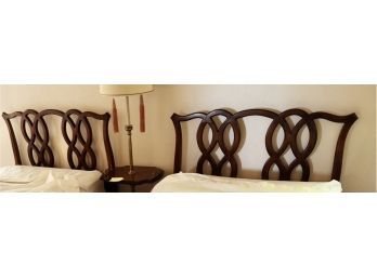 Pair Of Vintage Cherry Twin Headboards & Frames