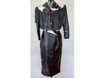 Alamo Leather Wear Leather And Hide Jacket With Matching Skirt