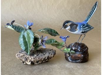 Brumm Metal Enamel Bird & Flower Figurines