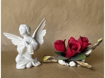 Napoleon Rose And Boehm Angel Figurines