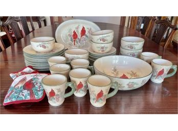 Hand Painted Pacific Rim Christmas Dinnerware For 8