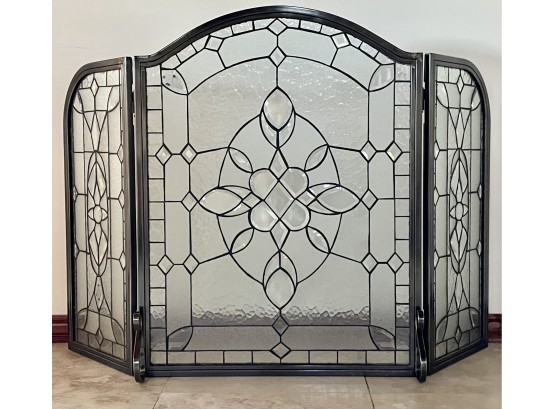 Gorgeous Leaded Glass Fireplace Screen