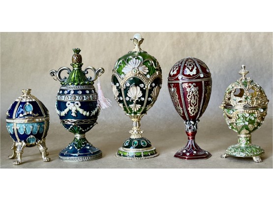 Collection Of Decorative Enameled Egg Boxes