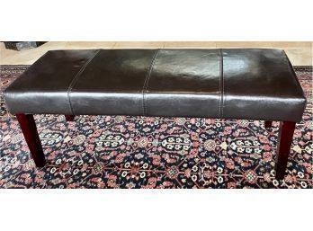Faux Leather Bench With 2 Large Throw Pillows