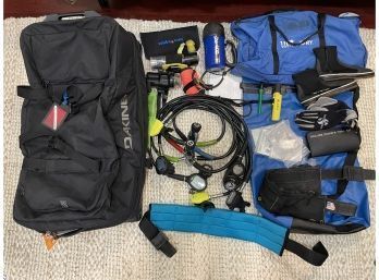 Assorted Scuba Diving Gear, Including Regulators, Travel Bags, Dry Bag, Diver Tool Kit And More