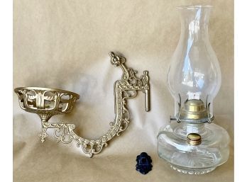 Antique Oil Lamp And Sconce